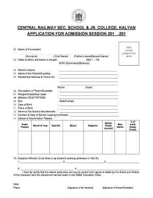 Central Railway School Kalyan  Form