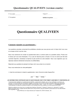Questionnaire QUALIVEEN Urofranceorg  Form