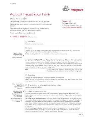 Vanguard Account Registration Form