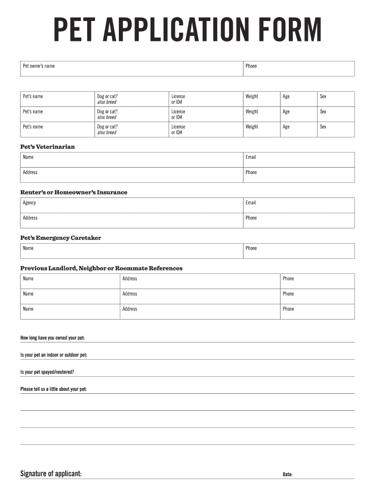 Pet Application Form