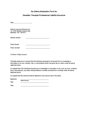 No Claim Declaration Letter Sample  Form