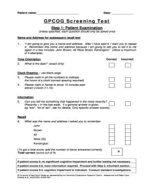Gpcog Test PDF  Form