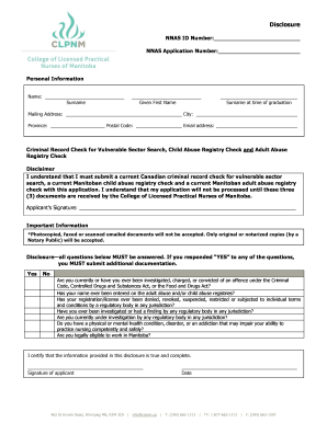 Nnas Employment Form Sample