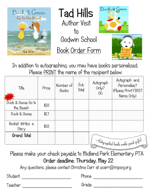 Author Visit to Godwin School Book Order Form Highland Mpsnj