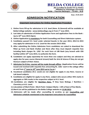 Belda College Online Form Fillup