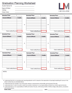 Graduation Planning Worksheet Student Name Apps Nacada Ksu  Form