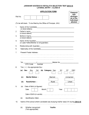 Navodaya Question Papers for Class 5 PDF  Form
