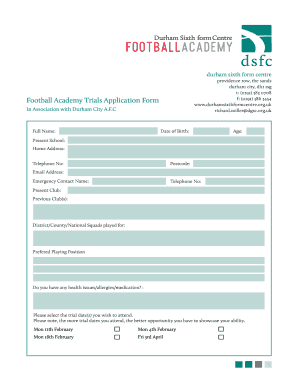 Football Academy Form