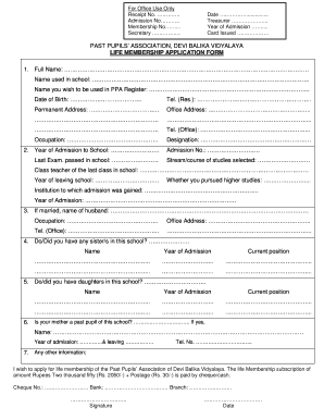 Devi Balika Vidyalaya a L Application  Form