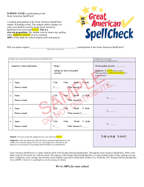 Great American SpellCheck a Student Participating in the  Form