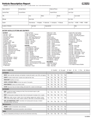 Vehicle Description Report  Form