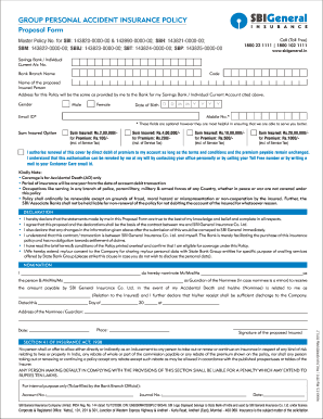 Sbi Accidental Insurance  Form