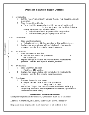 Problem Solution Essay Outline  Form