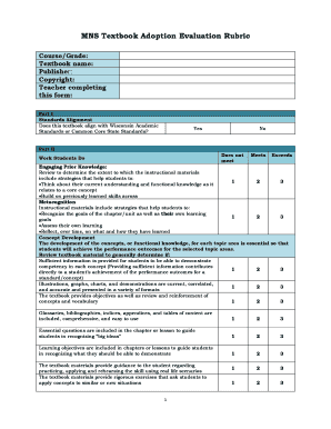 MNS Textbook Adoption Evaluation Rubric  Form