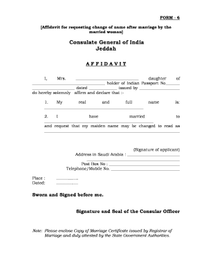 Affidavit for Name Change  Form