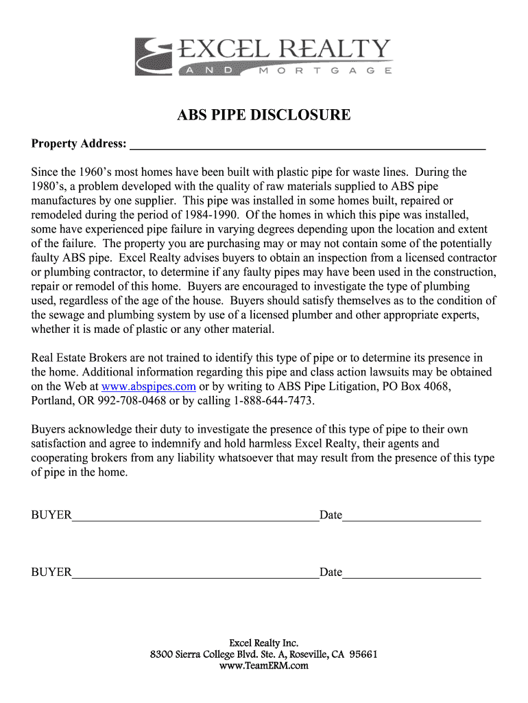 Pipe Disclosure  Form