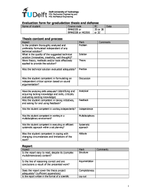 Evaluation Form for Gradudation Thesis and Defense Thesis