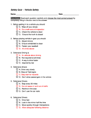 Safety Quiz  Form