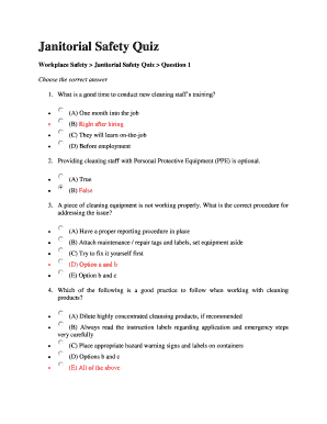 Janitorial Safety Quiz EHS DBcom  Form