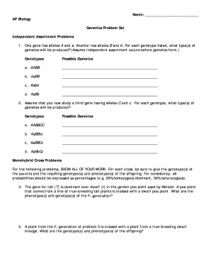 Ap Biology Genetics Problem Set Answers  Form