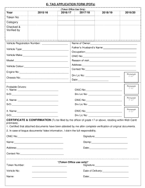 E Tag Application Form