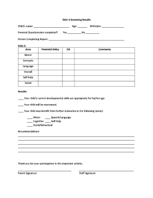 Dial 4 Scoring Sheet  Form