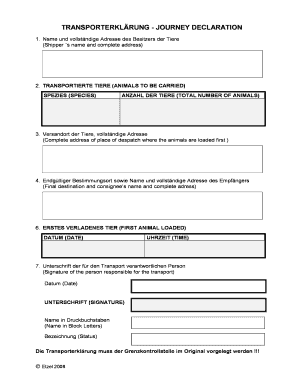 TRANSPORTERKL RUNG JOURNEY DECLARATION  Form