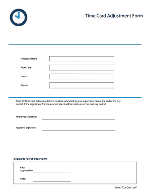 Time Card Adjustment Form Time Cards Timecard Dovercourt