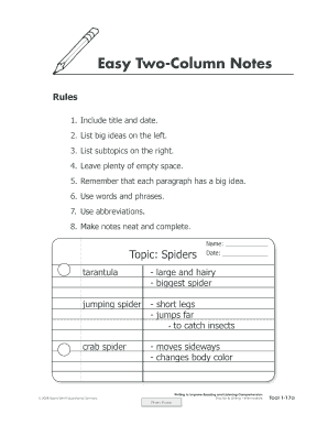 Easy Two Column Notes Csecweborg  Form