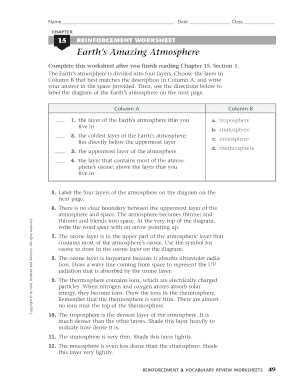 Earth&#039;s Amazing Atmosphere Worksheet Answers  Form