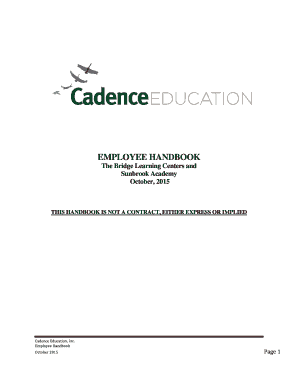 Cadence Education Employee Handbook  Form