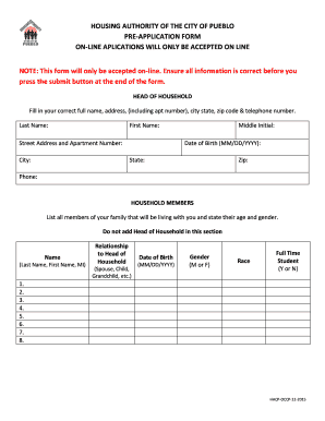  HOUSING AUTHORITY of the CITY of PUEBLO PRE APPLICATION Hapueblo 2015