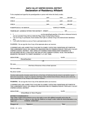 Napa Valley Unified School District Foster Parent Authorization  Form