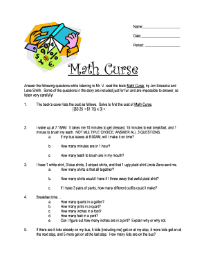 Math Curse Download  Form