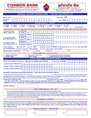 Savings Account Form Cosmos Bank