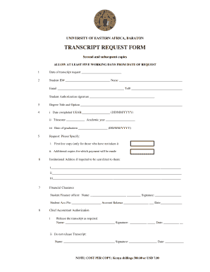 Africa Transcript Request  Form