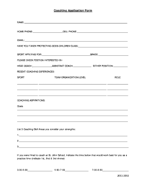 Coaching Application Form - Fill Out and Sign Printable PDF Template ...