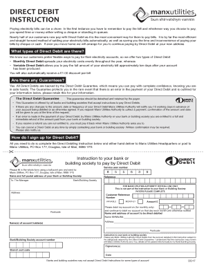 Manx Utilities Direct Debit  Form