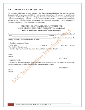 Single Girl Child Certificate  Form