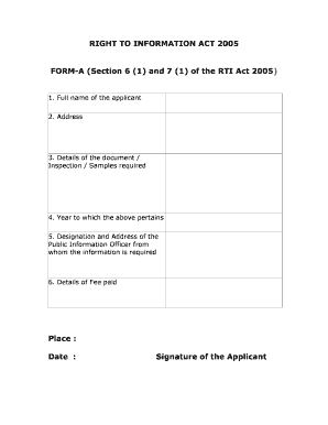 RIGHT to INFORMATION ACT FORM a Section 6 1 and 7 Ksfc