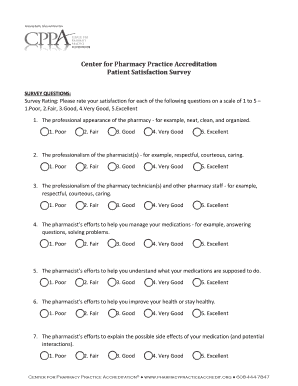 Pharmacy Customer Satisfaction Survey Examples  Form