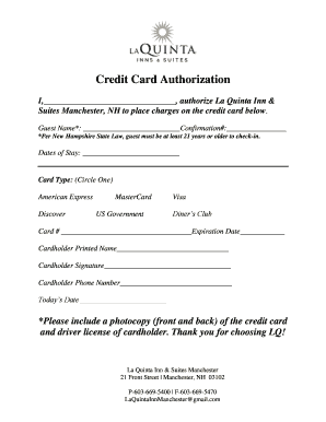 La Quinta Credit Card Authorization Form