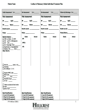 Printable Cardiac Rehab Individual Treatment Plan  Form