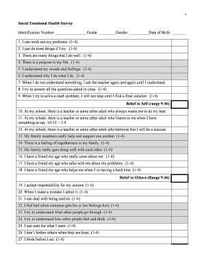 Social Emotional Health Survey Michaelfurlonginfo  Form