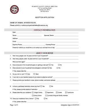 Marion County Animal Shelter  Form