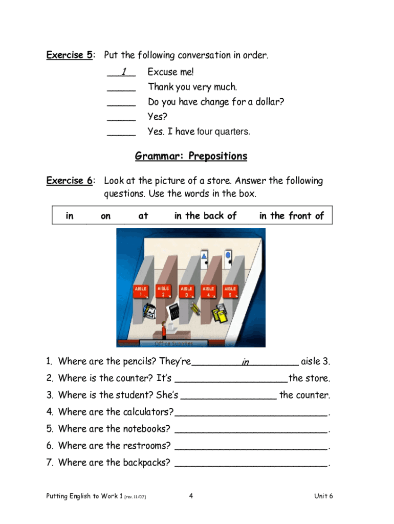 English Work 1  Form