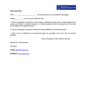 Author Declaration Sample  Form