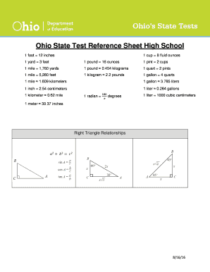Ohio State Reference Sheet  Form
