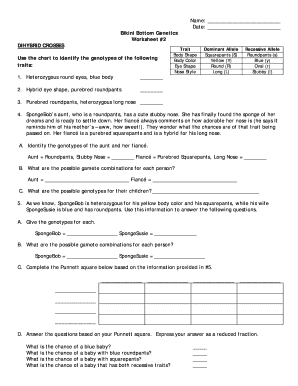 Bikini Bottom Dihybrid Crosses Answer Key  Form