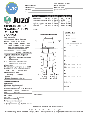  Juzo Custom Order Form 2016